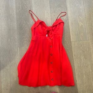 Red front tie dress